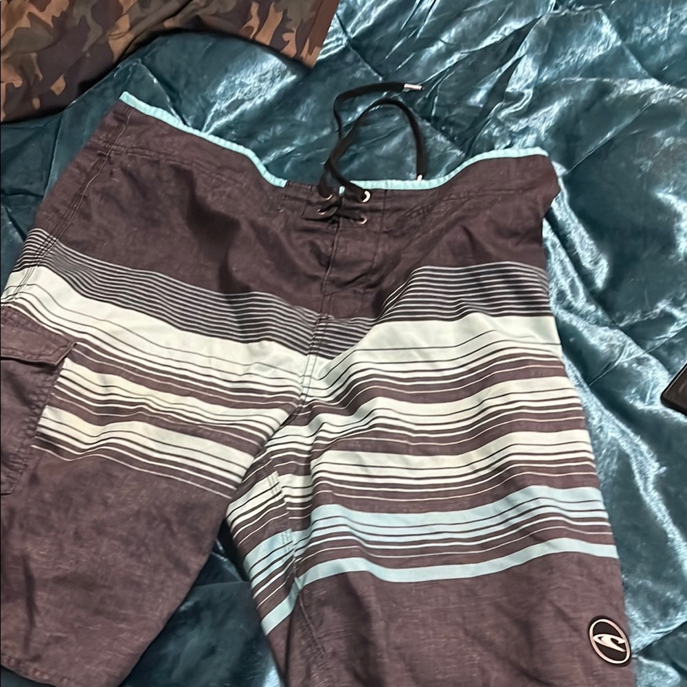 Men's Quiksilver Black and White Swim Shorts
